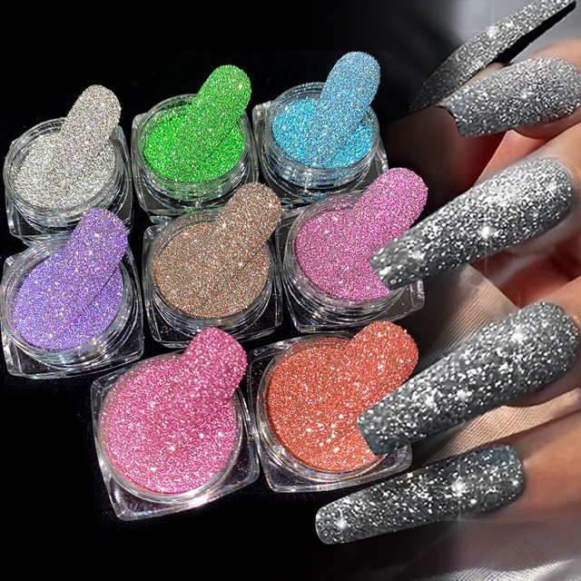 Juego de 8 botellas de polvo de diamante de cristal para uñas, arcoíris brillante, pigmento brillante para decoración de uñas, microcristal holográfico, 2025