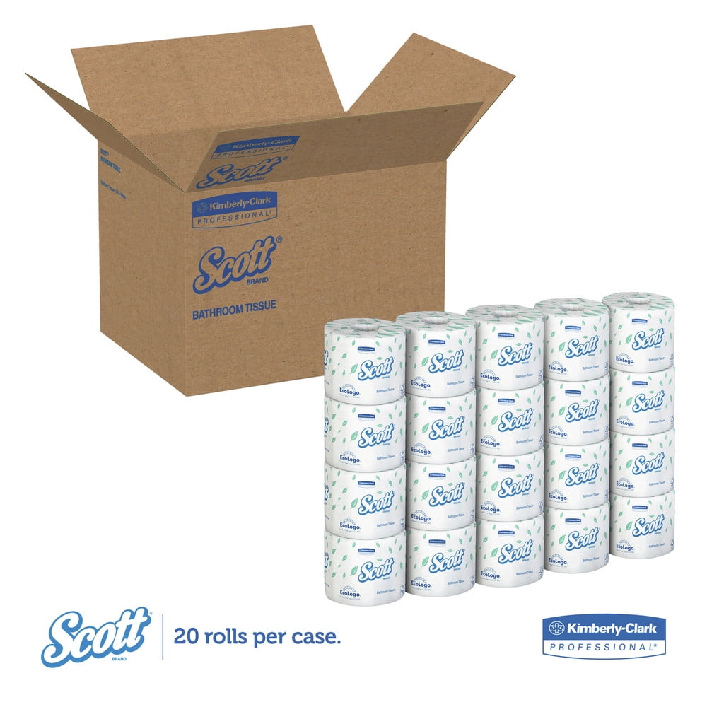 Scott 13607 Traditional Septic Safe 2-Ply Essential Standard Roll Bathroom Tissue - White (20-Box/Carton 550-Sheet/Roll) - 1