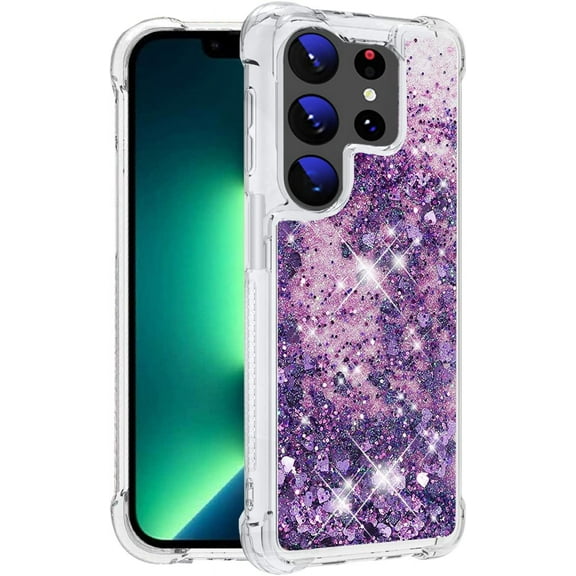 Comepatible with Samsung S23 Ultra Case Glitter Sparkle Gold, Luxury Phone Case Samsung Galaxy S23 Ultra Case Silicone Shiny Bumper Protective Case Anti-Scratch Cover (Purple)