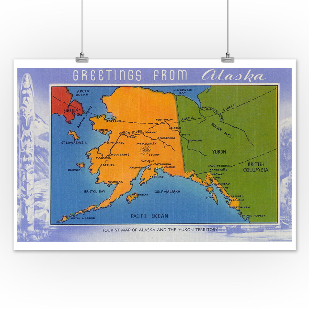 Territory of Alaska Steamship Company map vintage travel poster 16x24 