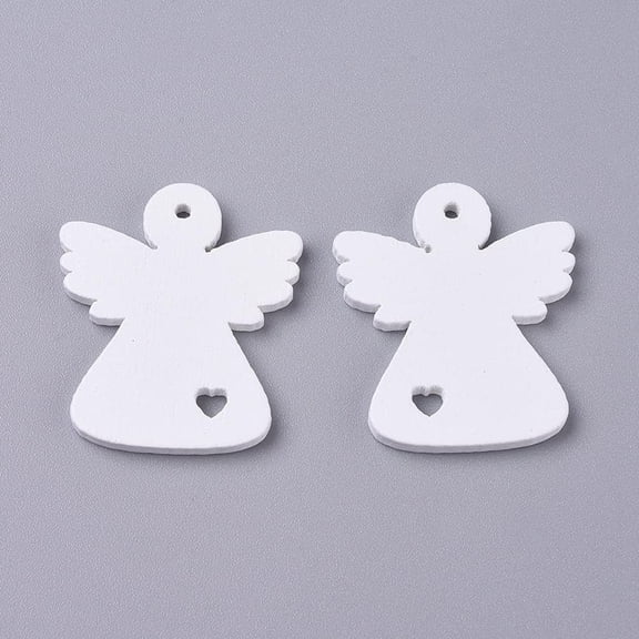 50pcs Poplar Wood Pendants Spray Painted for Christmas Crhistmas Gloves White 32~37.5x27~30.5x2.5mm Hole: 1.8mm
