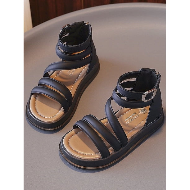 Zapatos casuales para niñas, sandalias romanas de caña alta, zapatos de playa, zapatos de verano para niños con suela blanda antideslizante