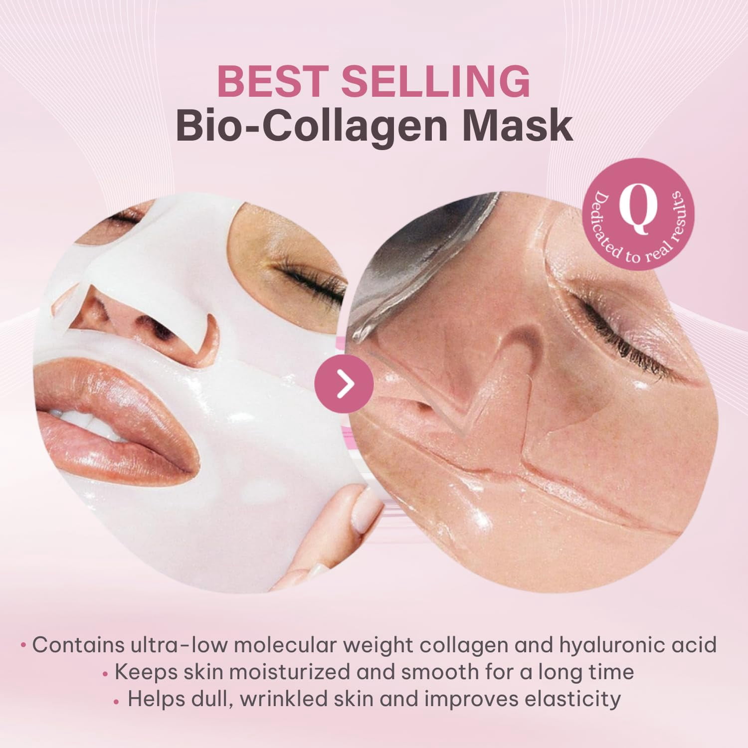 Quasi Bio-Collagen Glow Mask Set (4-Piece Overnight Treatment) | Hydrating Korean Sheet Mask | Firming & Smoothing Skincare for All Skin Types
