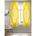 thumbnail image 2 of Baroque Yellow Curtains 63 Inch Length, Sheer Curtains for Bedroom Living Room Window Vintage Damask Classic Floral Rod Pocket Voile Drapes Kitchen Curtains Small Half Window 42"x63" 2 Panels, 2 of 6
