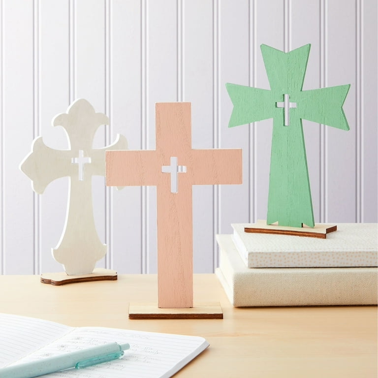 Unfinished Wooden Crosses - Sanded Blank Crosses for Painting and Crafting  | 12 Pack