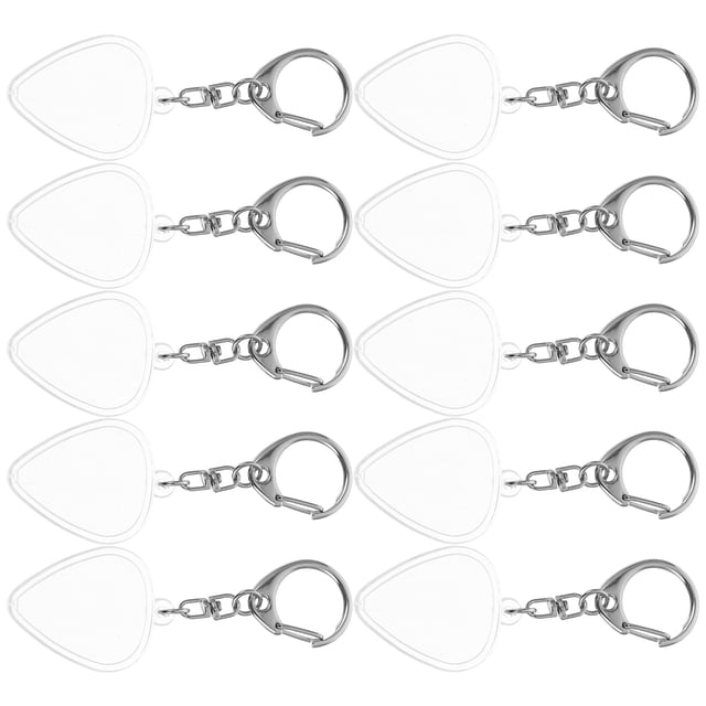 OULII 10Pcs Clear Design Guitar Pick Case Keychain Portable Holder Compatible with Standard Guitar Picks