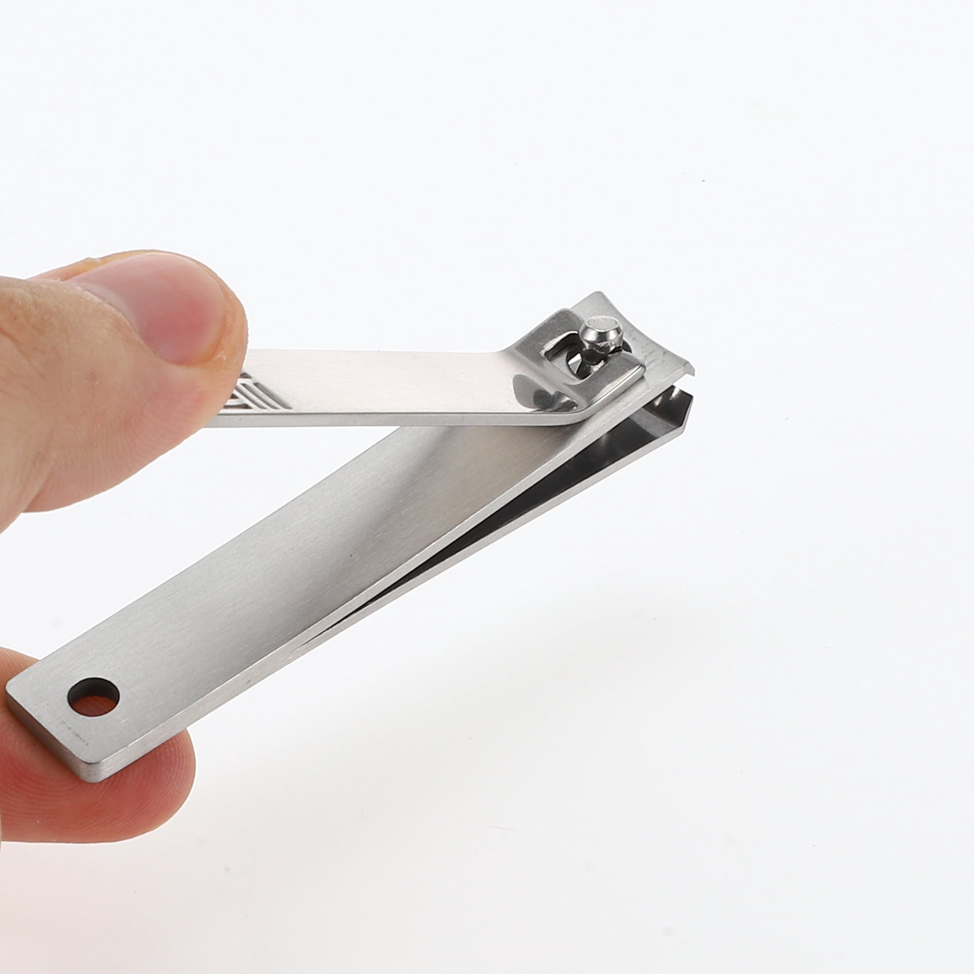 Unique Bargains Portable Anti-slip Pattern Large Curved Nail Clippers Silver Tone