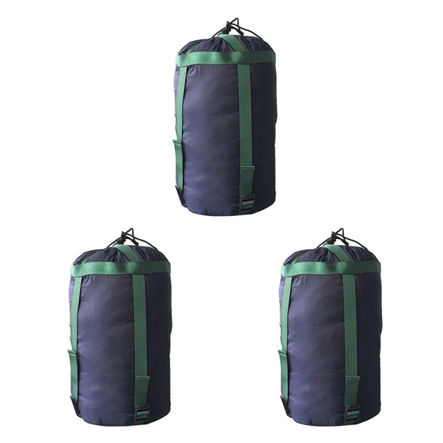 Wosthever Bolsa de compresión Hebilla ajustable Saco de cosas Gel de sílice recubierto de nylon Textura interna para acampar al aire libre Azul Azul oscuro 3piezas Wosthever CBP235280