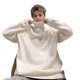 thumbnail image 4 of Suéter de cuello alto de color sólido de otoño e invierno para hombre, estilo coreano, moderno, atractivo, camisa de punto con parte inferior, suéter suelto con forro polar, 4 of 5
