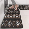 thumbnail image 2 of Kitchen Rugs Sets Of 2,Brown Striped Geometric Pattern Anti Fatigue Kitchen Mat Rugs Non Slip Washable,Decorative Kitchen Floor Mats for Kitchen,Sink,Laundry,17"x47"+17"x47", 2 of 5