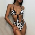 thumbnail image 2 of Gibobby Bañador de una pieza Traje de baño de una pieza de vendaje Halter de un solo Color sólido ajustado con correa para mujer traje de baño traje de h(Negro,G), 2 of 5