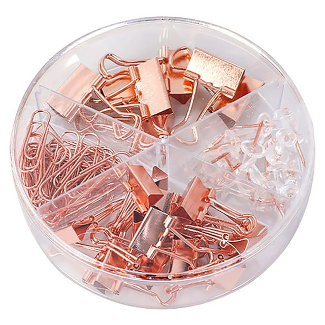 Binder Clips Set Universal 72PCS Metal Paper Clip Push Pin Paper Clamp with Box