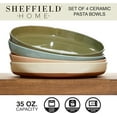 thumbnail image 3 of Stoneware Pasta Bowls Set of 4 - 35oz Flat Salad Bowls & Plates for Dinner, Microwave, Oven & Dishwasher Safe, 3 of 5