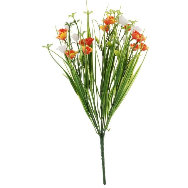 ArArtificial Flowers Spring Grass Seda Oficina en hogar Boda Centro De Arreglos Decoración Para Florero naranja