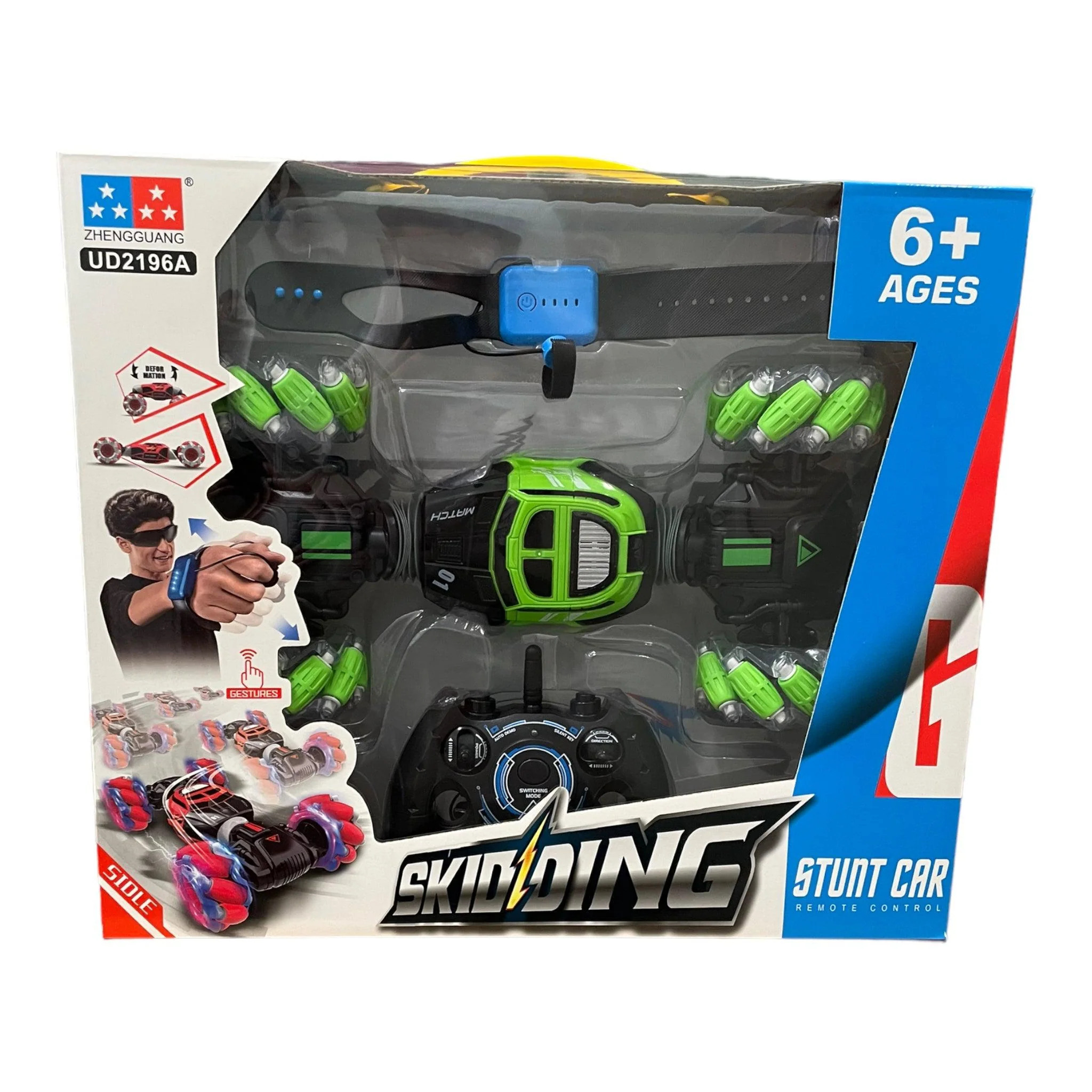 GN Universe Skidding Stunt Twister Car With Remote Control and Gesture Sensor Double Sided Rotating Off Road Vehicle Green Ages 6+