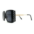 thumbnail image 3 of Womens Oversized Rectangle Butterfly Fashion Designer Sunglasses All Black, 3 of 4