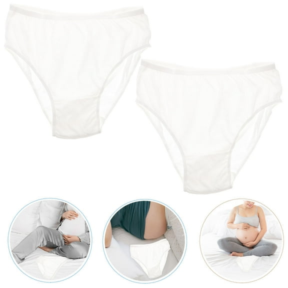 STRANDCHIC 4-Pack Disposable Cotton Underwear Breathable White Postpartum Panties Comfortable for Home Use