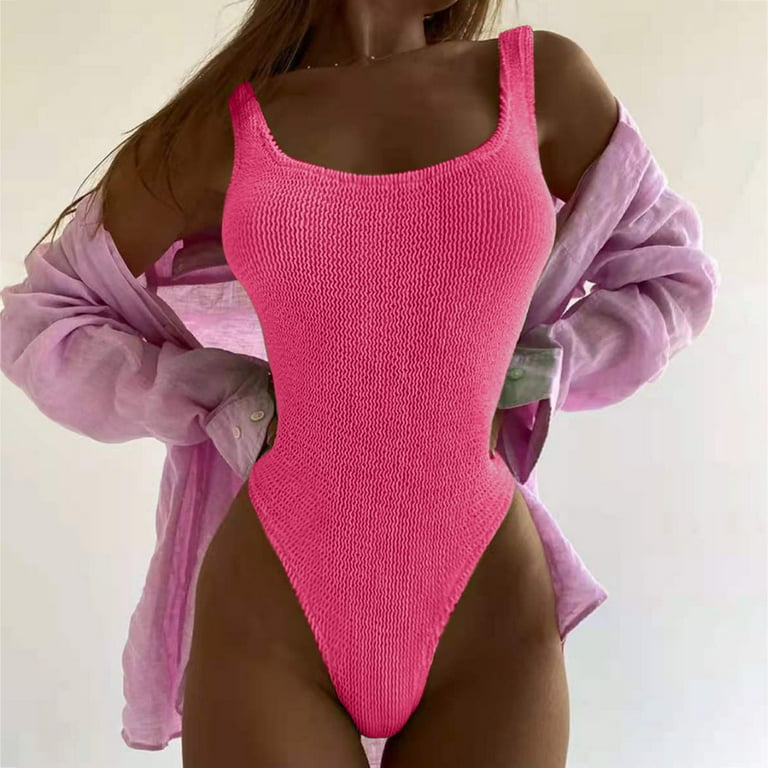 Fsqjgq Fringe Tops for Women Swimsuit Women Low Waist Bikini Women's  Onepiece Swimsuits Tummy High Waisted Bathing Suit Wrap Tie Back Monokini Swimwear  1 Piece Swimsuit S Pink 
