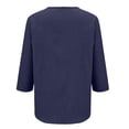 thumbnail image 5 of MSJUHEG 3/4 Sleeve Linen Tops for Women Dressy Casual Blouses Flowy Floral Shirts Loose Linen Top Cotton Linen Shirts Gauze Shirts for Women Cotton Linen Cotton Boho Blouses Short Sleeve Dark Blue S, 5 of 9