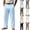 #03 Light Blue, variant on Men's Relaxed Dress Pants Cotton Linen Pleated Lightweight Summer Straight Leg Beach Trousers Casual Slacks Vacation Bottoms, Khaki S