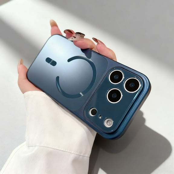 Designed For iPhone 17 Pro Max Phone Case,[Compatible with Mag-safe],[Full Camera Protection],Glossy Shockproof Ultra Slim Rugged Anti-fall Drop Protection,Durable Thin Fit Phone Case,Blue