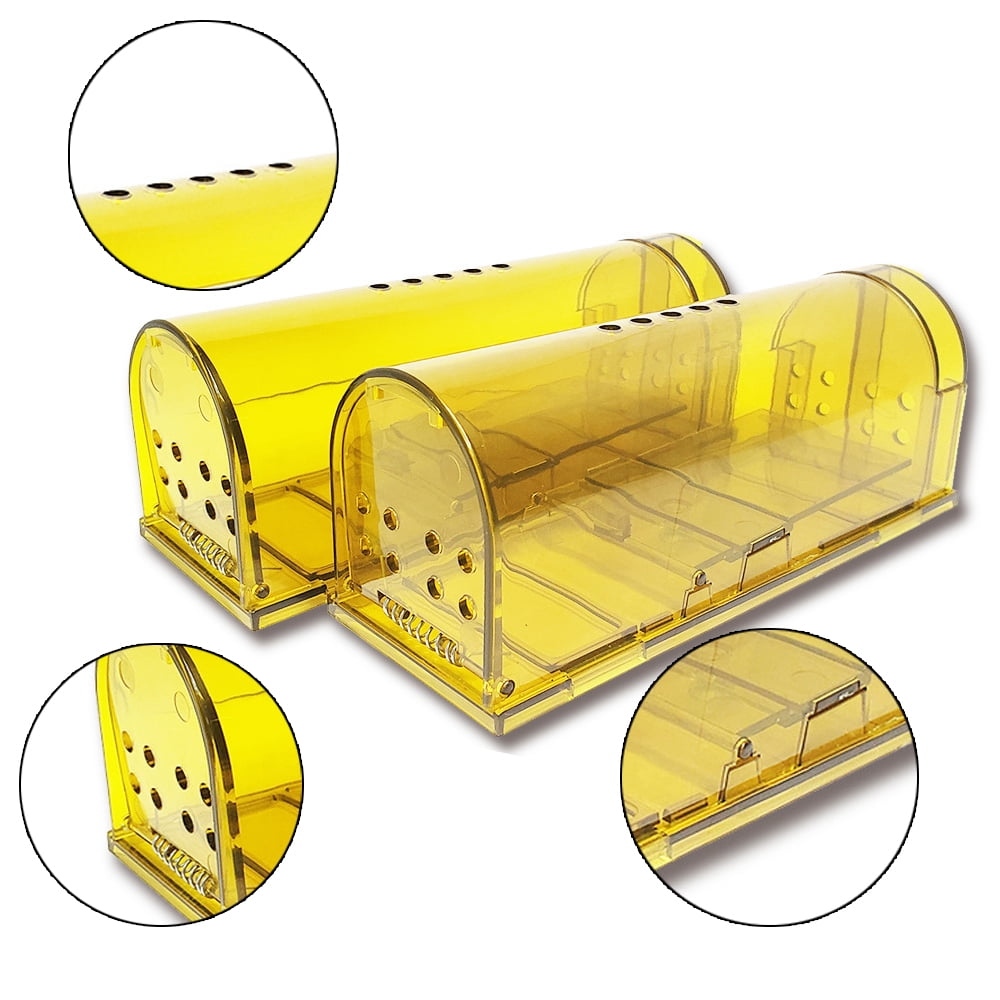 Mouse Traps Indoor for Home Mice Traps for House Indoor No Kill Live Catch Mouse  Trap Animal Rodent Catch and Release Double Mousetraps Easy Set Reusable  Hotel - 3 Pack,Yellow 