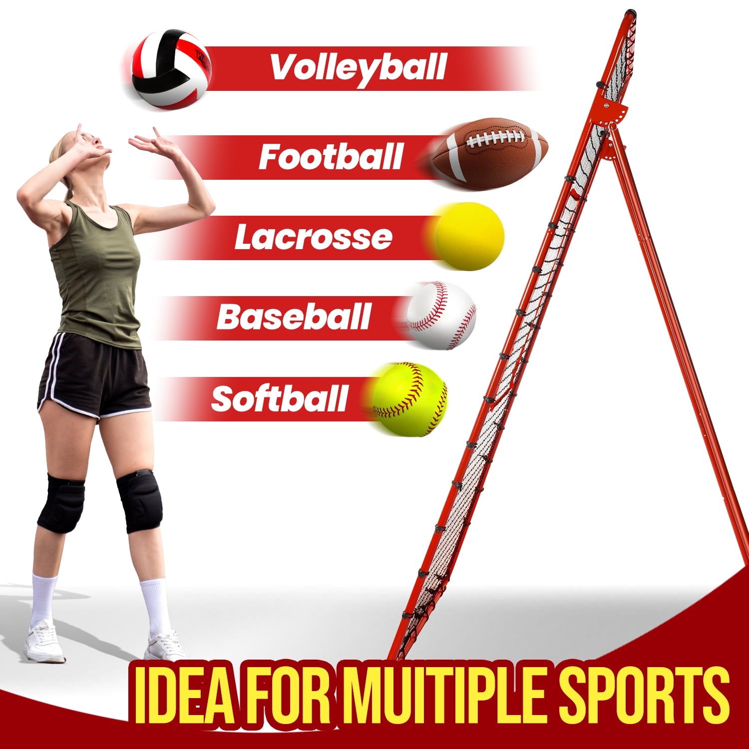 7x4FT Volleyball Rebounder Net,Angle Adjustable Volleyball Training Equipment for Hitting,Blocking,Serving,Setting