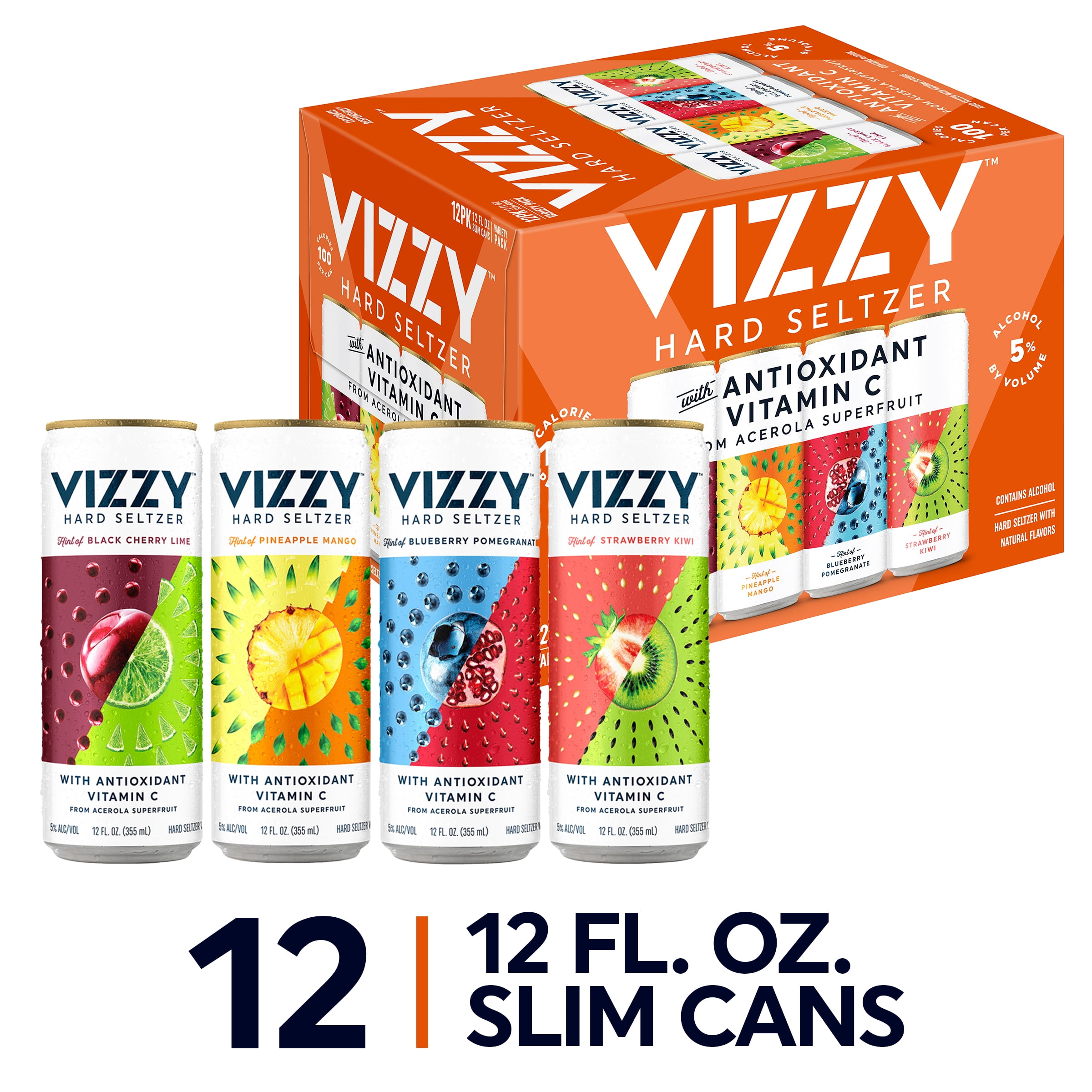 Vizzy Gluten Free Hard Seltzer Variety Pack, Seltzer 12 Pack, 12 FL OZ