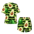 thumbnail image 6 of "Wukai Avocado Green Striped Women's Pajama Set - Short-Sleeve Top and Shorts with Elastic Waistband and Pockets for Loungewear, Yoga, and Casual Wear-Medium, 6 of 8