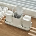 thumbnail image 5 of Toothbrush Holder with Cup Storage Organizer for Bathroom & Kitchen Sink – Multi-Compartment Drainable Toothbrush Stand with Ventilation Holes, 1 Pack, 5 of 5
