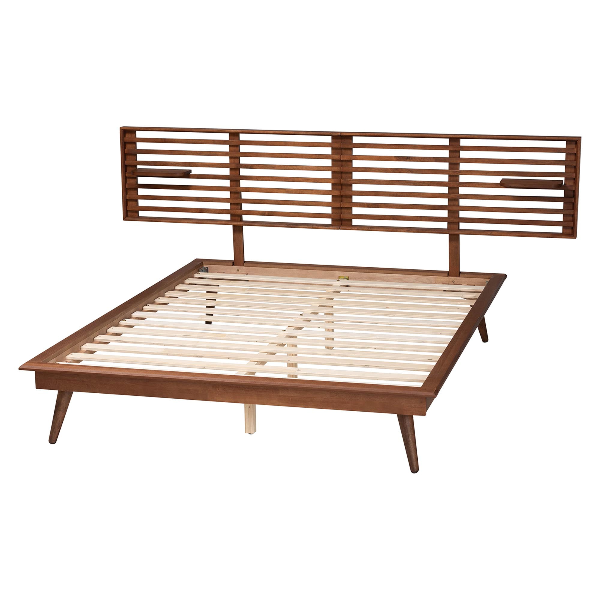 Baxton Studio Elvina Mid-Century Platform Bed, King, Ash Walnut