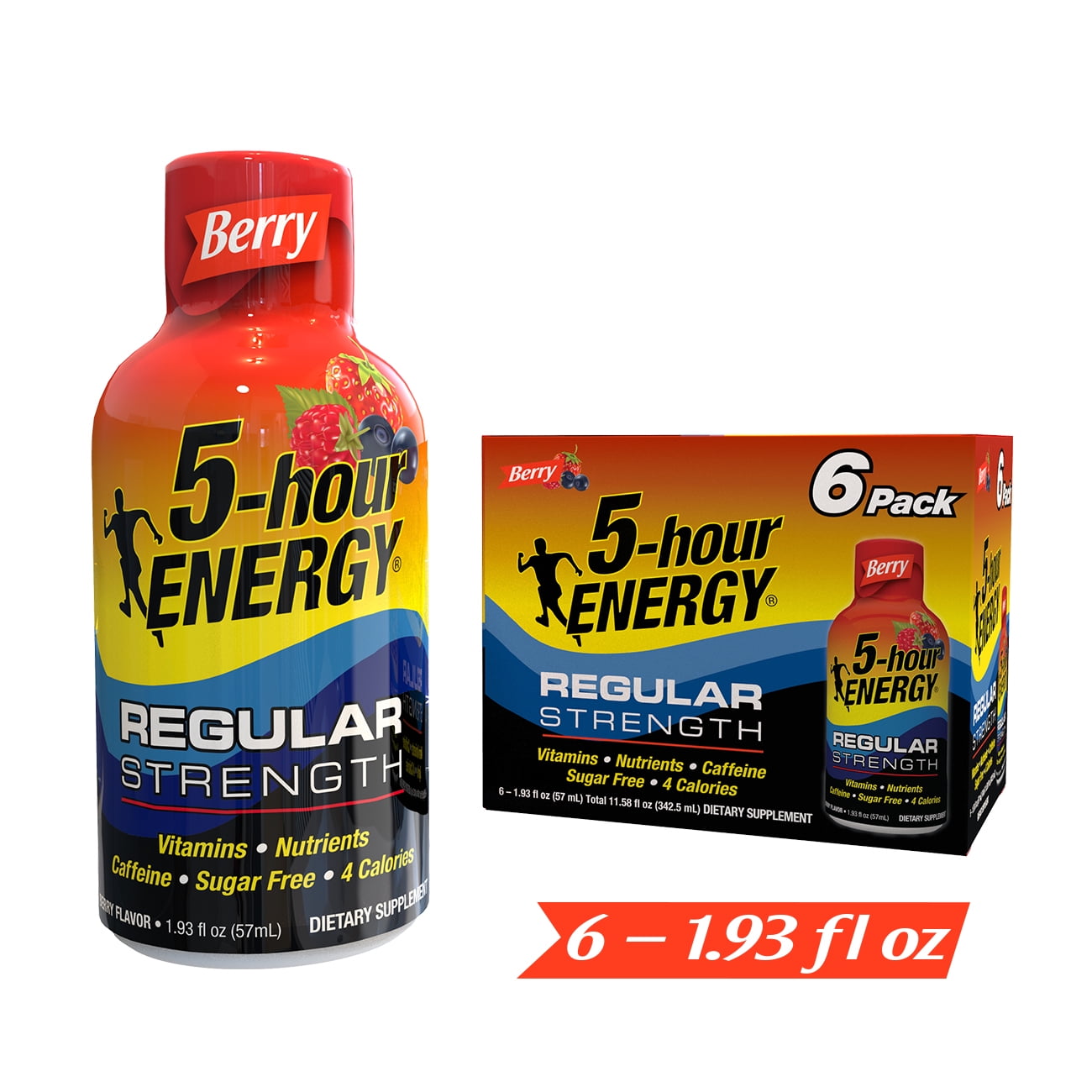 5hour ENERGY Shot, Regular Strength, Berry, 1.93 oz, 6 count Walmart