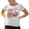 thumbnail image 2 of Dibs On The Cowboy Ringer Tee Shirt Unisex X-Large White/Red, 2 of 5