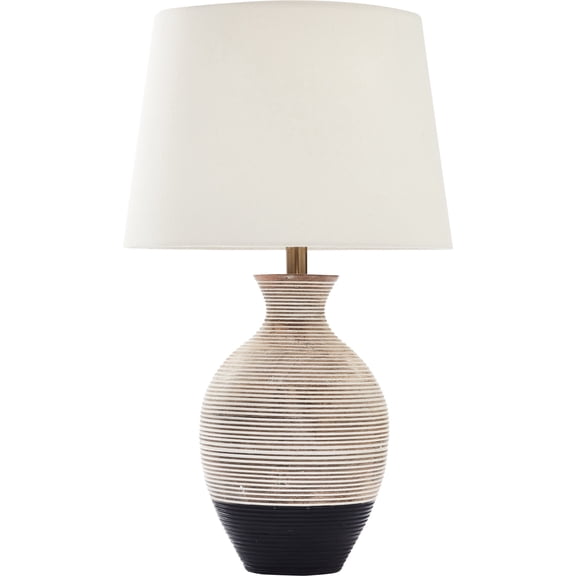 27" White Wash and Black 3-Way Switch Table Lamp