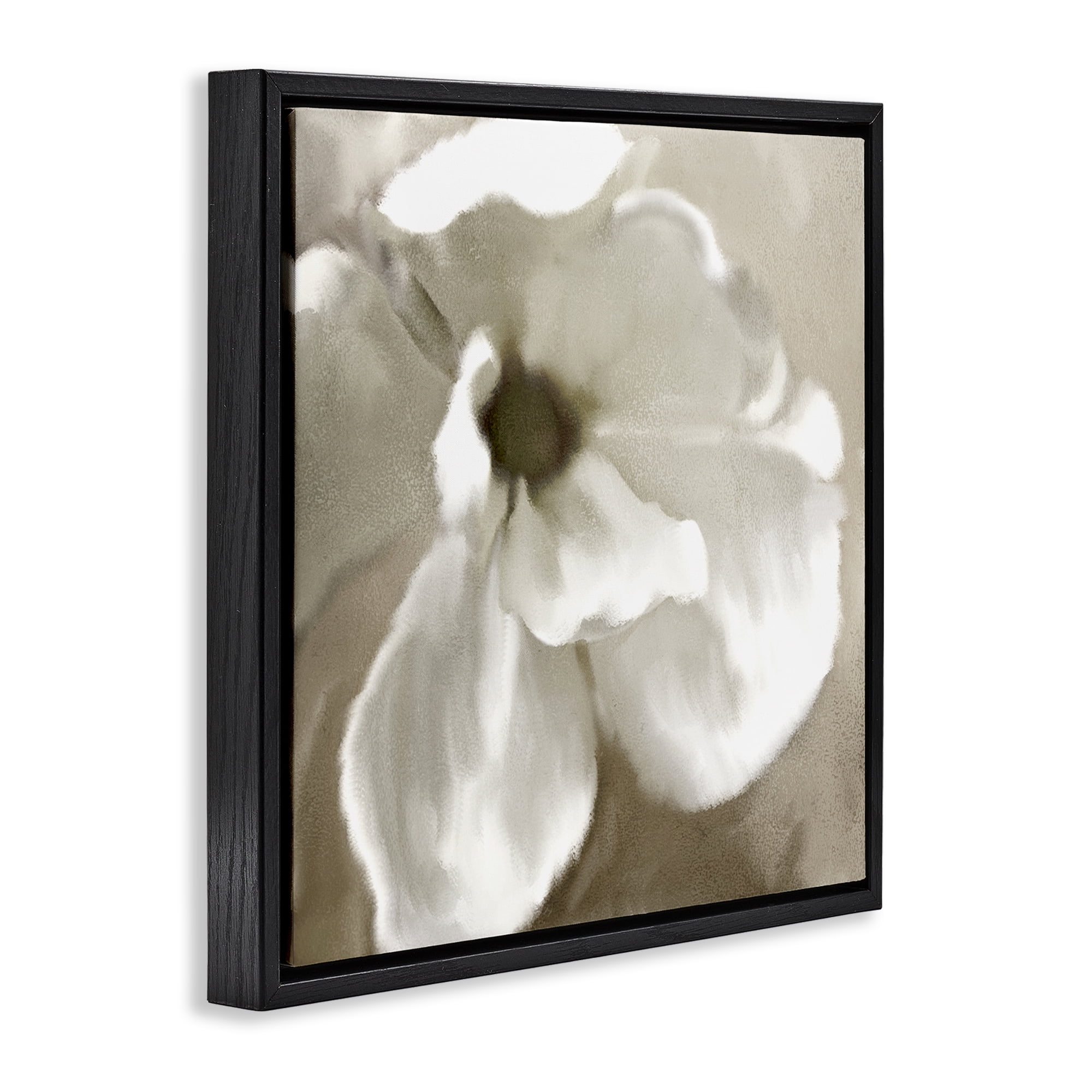 Stupell Industries Blooming Magnolia Petals Plants & Flowers Painting Black Floater Framed Canvas Art Print Wall Art, 25 x 25