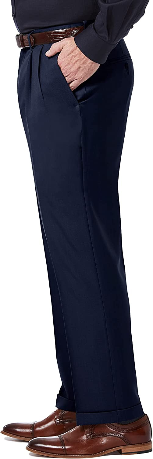 Mens Dress Pants Charcoal 42X32 Pleated Classic-Fit Stretch 42