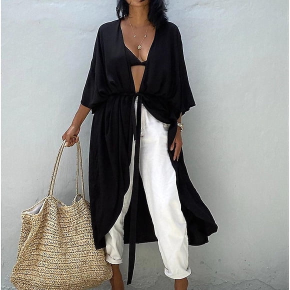 Women's Normal Swimwear Cover Up Beach Top Swimsuit Lace Up Pleated Uv Protection Pure Color V Wire Vacation Holiday Bathing Suits