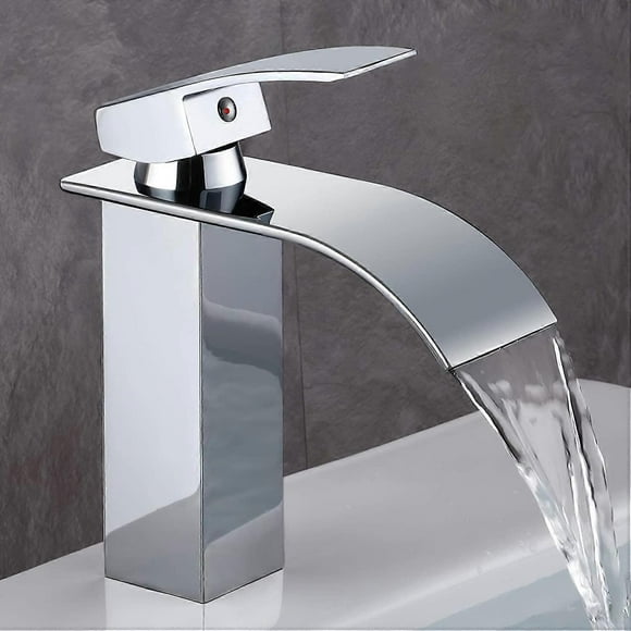 Bathroom Faucet, Modern Design by Waterfall Sink Faucet, Hot and Cold Water Adjustable.