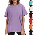 thumbnail image 6 of gakvbuo Summer Oversized T-Shirts For Womens Top Loose Half Sleeve Polluer Tees Crew Neck Color Block Plus Size Tunic Tops Gym Workout Top, 6 of 9
