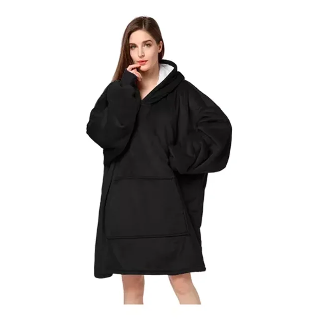 Sudadera Cobija Bluelander con Capucha, Manta Térmica, Unitalla, Negro