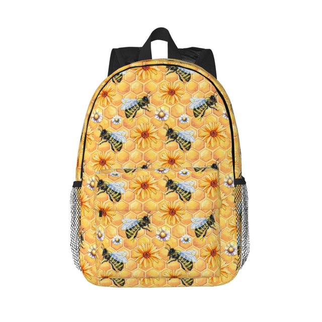 Lukts Bee Wasp Pattern 15 Inch Student Backpack, Waterproof Laptop Backpack with Adjustable Shoulder Straps, Lightweight Travel, Campus Backpack, Unisex