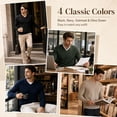 thumbnail image 3 of AZoiNM Men's V Neck Sweater, Soft Lightweight Long Sleeve Knit Pullover, Classic Solid Color Business Casual Sweater for Work, Office, Layering, 3 of 6