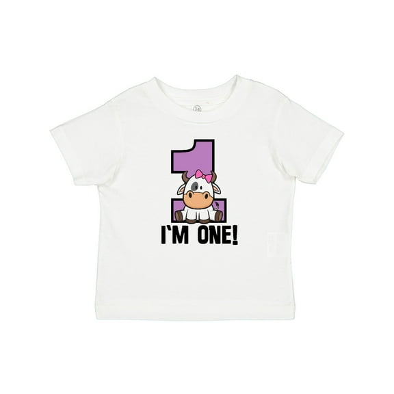 Inktastic 1st Birthday Cow Farm Party Girls 1 Year Old Girls Baby T-Shirt