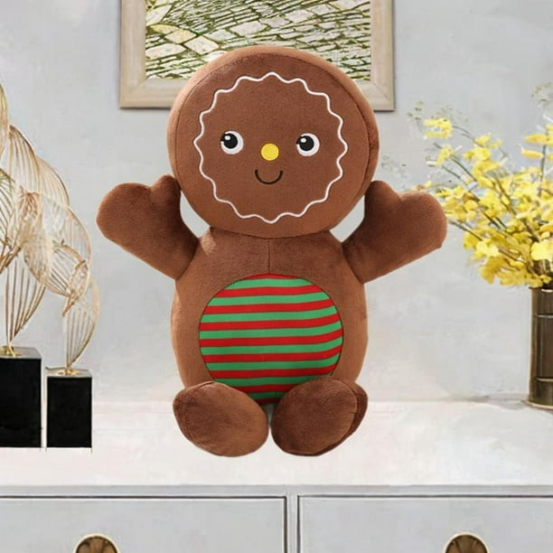 Cojines navideños, muñeco de peluche de jengibre, regalos cómodos, cojín suave, adorno de dibujos animados, juguete de peluche para la habitación Marrón oscuro