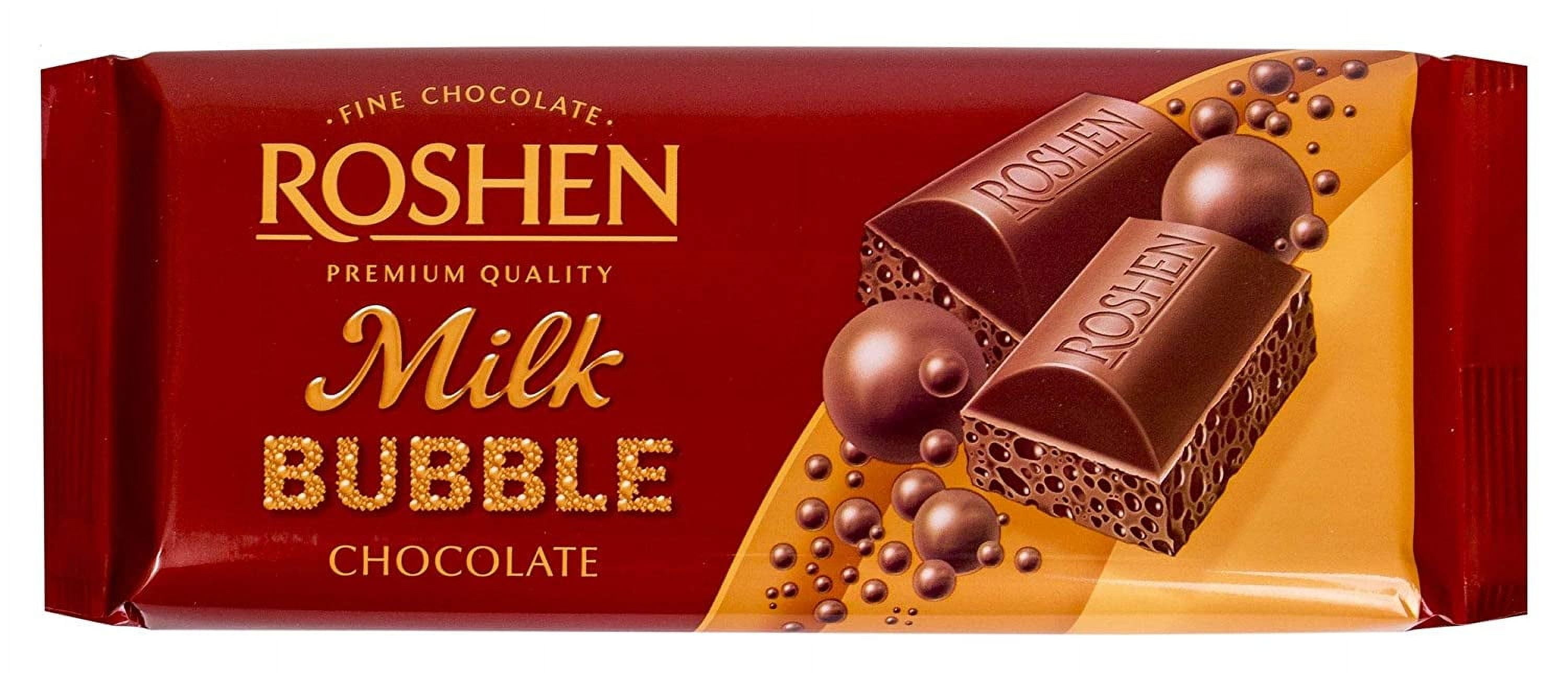 Roshen "Aerated" Assorted Flavors of White, Caramel and Milk chocolate bars, Kosher and Halal, 85 grams