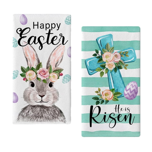SLYNSHome Easter Towels Decorations Happy Easter Kitchen Towel Rabbit Dish Towel Bathroom Spring Home Decor