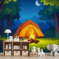 thumbnail image 7 of Wallpaper Forest Scene Bonfire Party Camping Photography Peel and Stick Wall Murals 69"H x 96"W Removable PVC Wall Paper Self-Adhesive Wall Paintings Art Decor for Bedroom Living Room, 7 of 7
