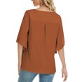 thumbnail image 6 of HAiming Summer Tops for Womens Dressy Trendy Split Ruffle 3/4 Sleeve V Neck Blouses Flowy Loose Casual Tunic Shirts, 6 of 6