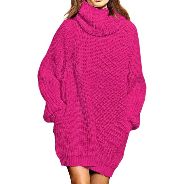 LAICAIW Robe Chandail Longue Ample à Col Roulé Oversize pour Femmes