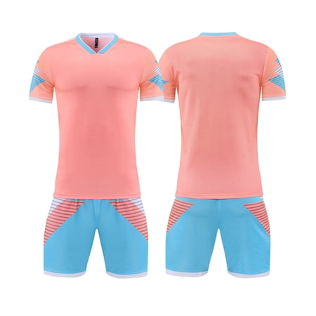AINIYS Kids Soccer Set Big Kid Crew Neck Elastic Waist Athletic Wear For Daily Wear And Casual Activities Pink L